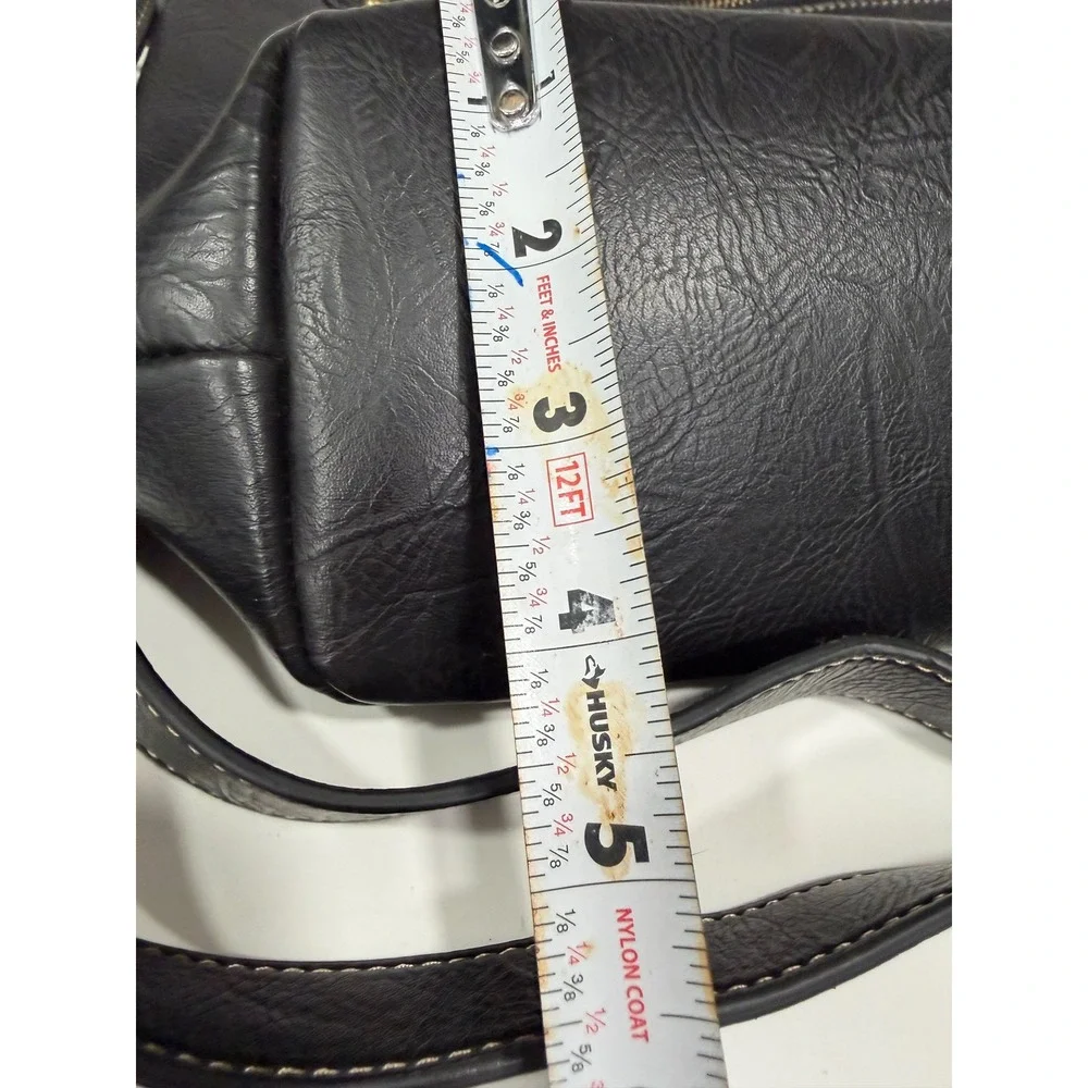 b.o.c. Born Concept Black Faux Leather Crossbody Bag Contrast Stitching Brass